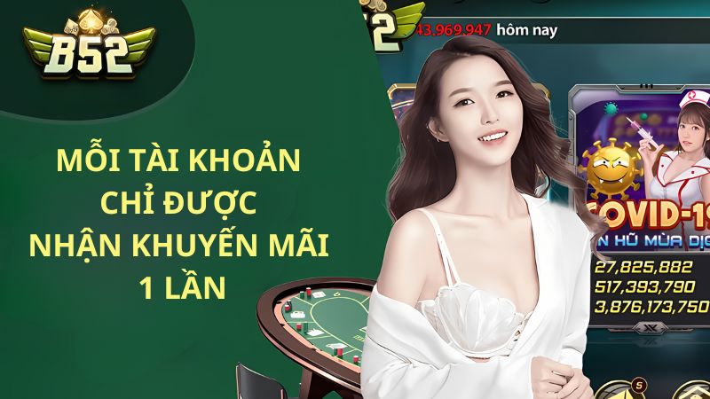 Mỗi tài khoản người chơi chỉ được nhận khuyến mãi duy nhất 1 lần